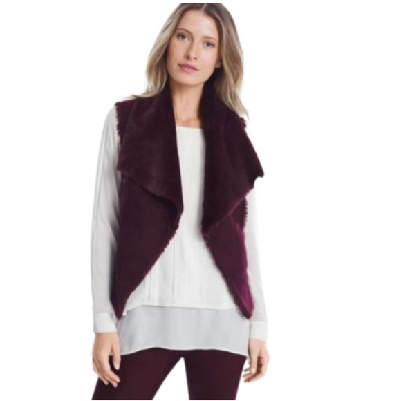 WHBM Wine Fur Vest Sz S - Picture 1 of 6